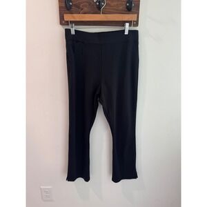 American Giant Womens Black Ponte Kick Flare Pants Split Hem Size 12 Made in USA